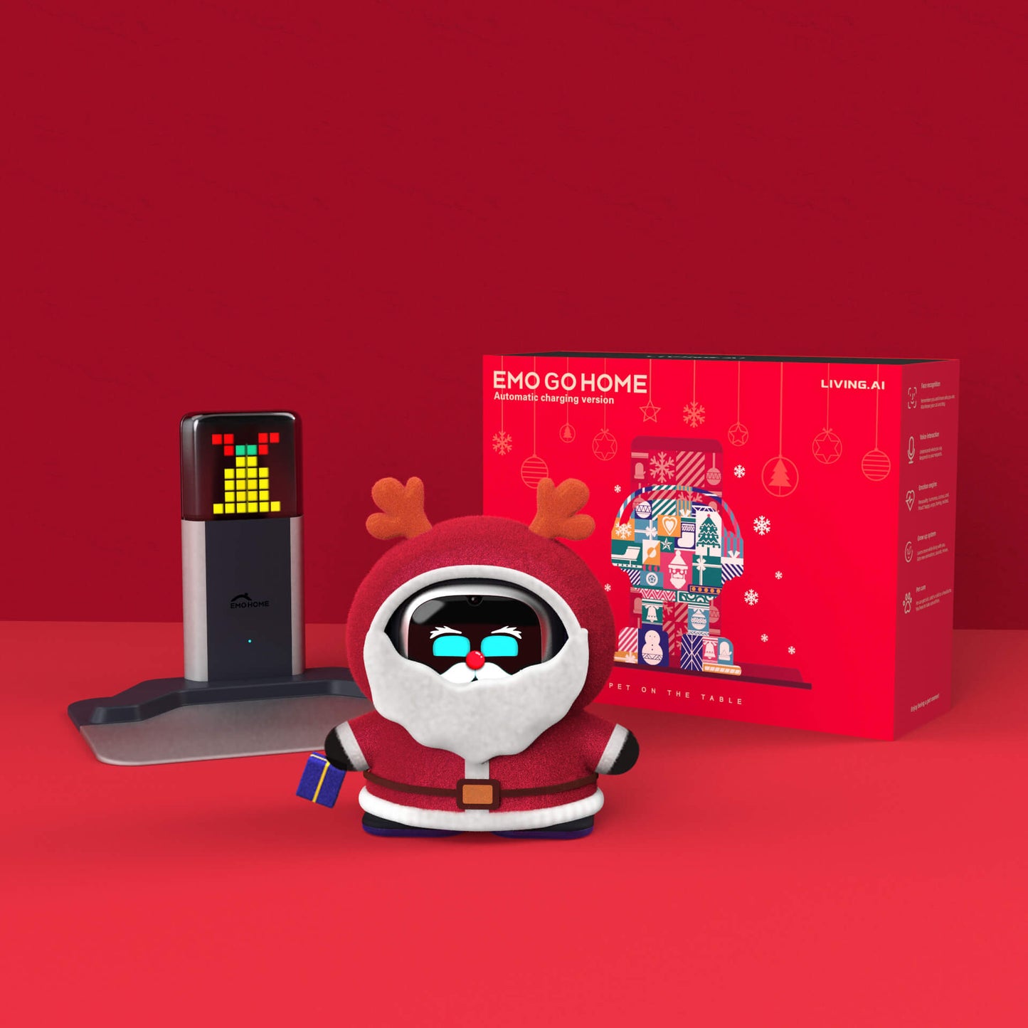 EMO Go Home Robot, AI kućni ljubimac za radnu površinu s punjačem, Living.AI