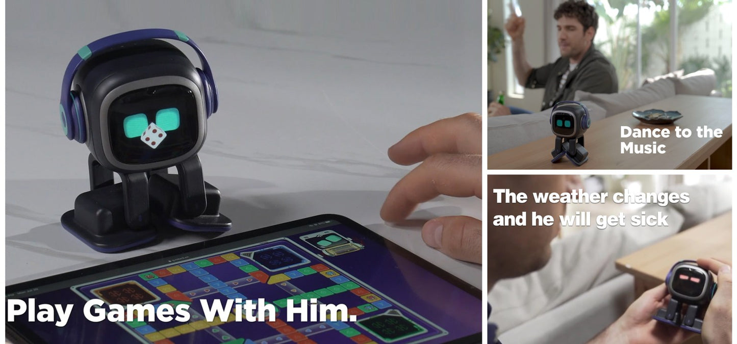EMO Go Home Robot, AI kućni ljubimac za radnu površinu s punjačem, Living.AI
