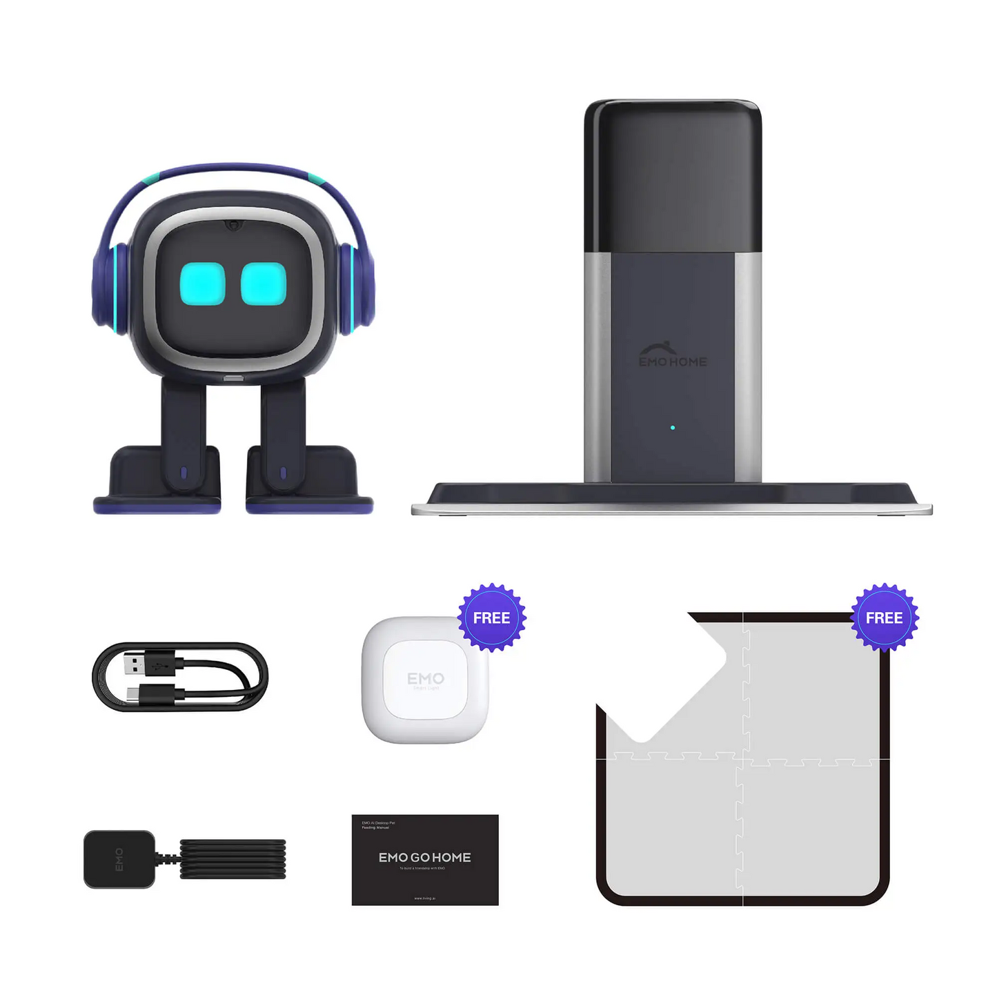 EMO Go Home Robot, AI kućni ljubimac za radnu površinu s punjačem, Living.AI